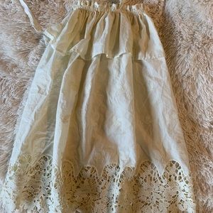 Cream boho embroidered halter tie dress